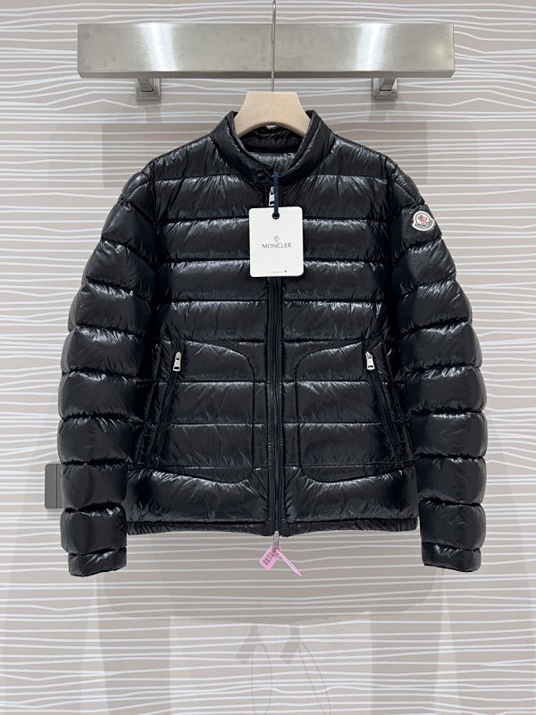 Moncler Black Quilted-Front Hooded Jacket with Sweater Sleeves