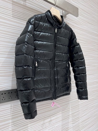 Moncler Black Quilted-Front Hooded Jacket with Sweater Sleeves