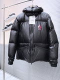 Moncler Black Hooded Puffer Jacket with Contrast Logo
