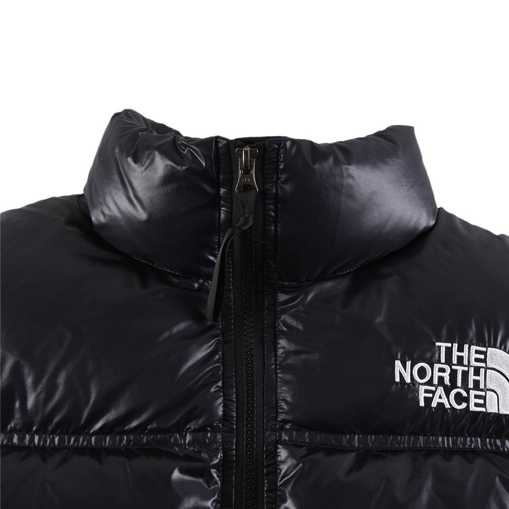 The North Face Glossy Black Cropped Puffer Jacket