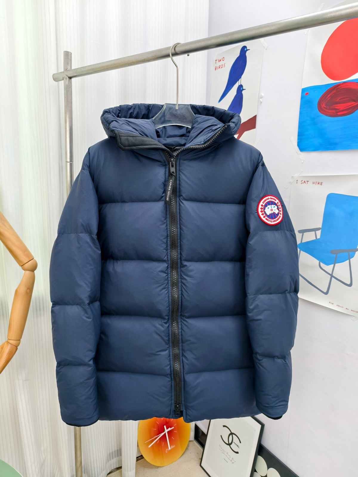 Canada Goose Lawrence Navy Blue Hooded Down Puffer Coat