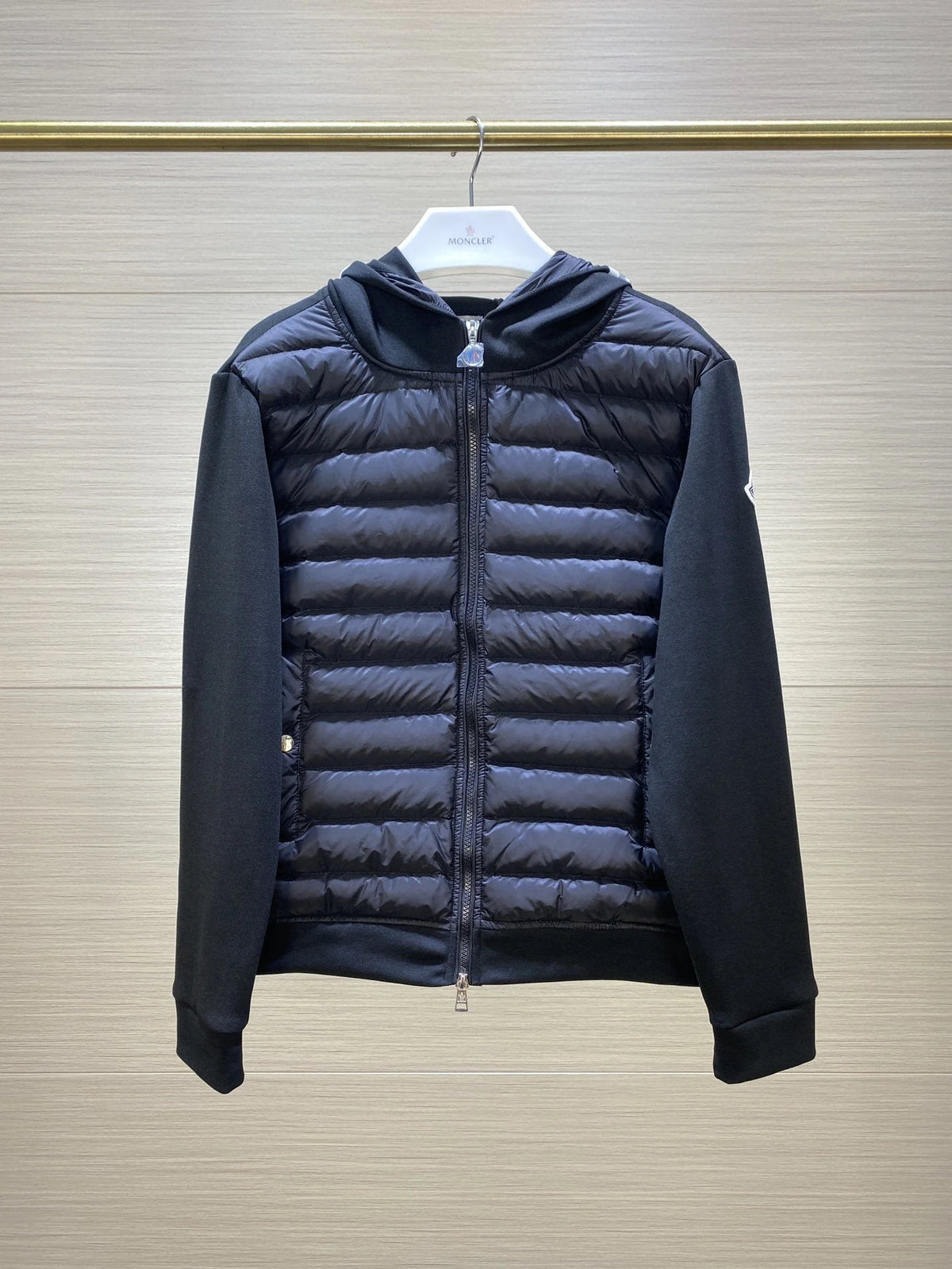Moncler Acorus Black Stand-Collar Lightweight Down Jacket
