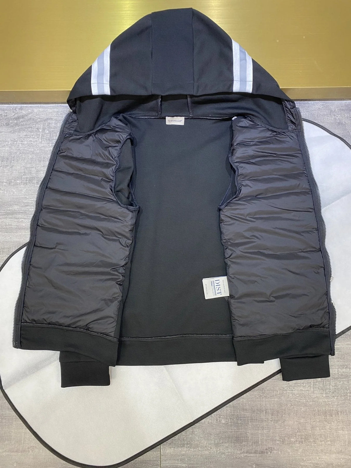 Moncler Acorus Black Stand-Collar Lightweight Down Jacket