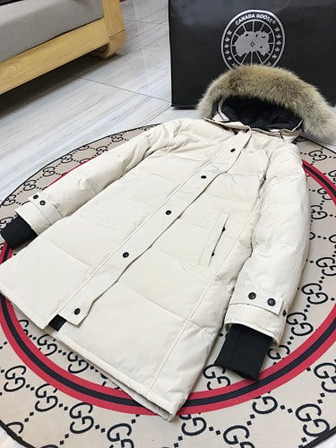 Canada Goose Women's Long Hooded Puffer Coat - Cream