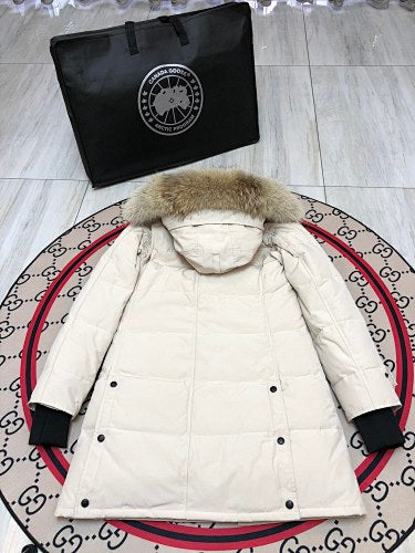 Canada Goose Women's Long Hooded Puffer Coat - Cream