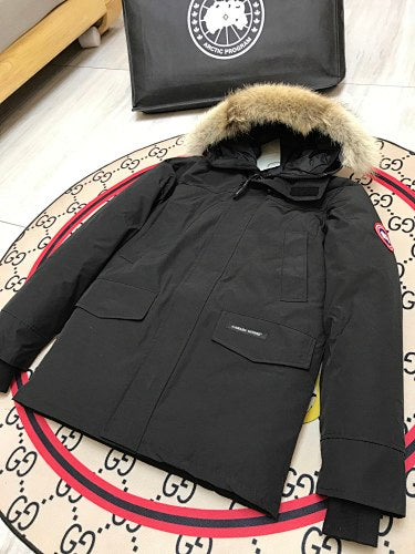 Canada Goose Unisex Hooded Parka with Flap Pockets - Black